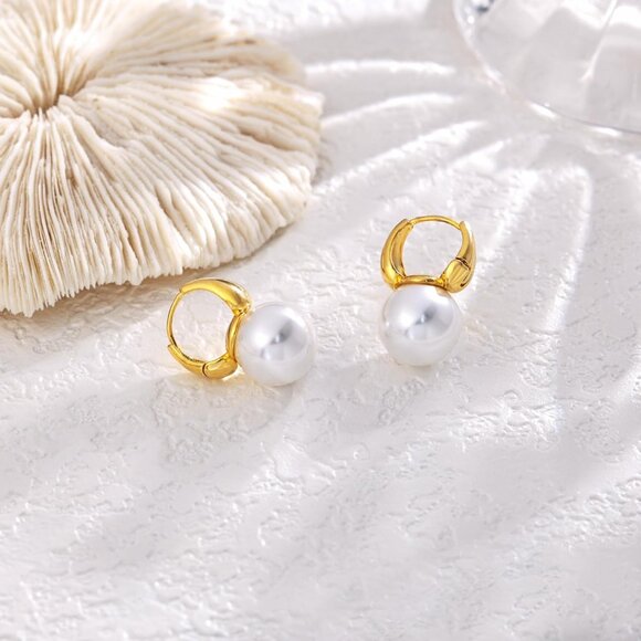 Pearl Earrings for Women, Dainty 14K Gold Plated/925 Sterling Silver Drop Qualit - Picture 9 of 9